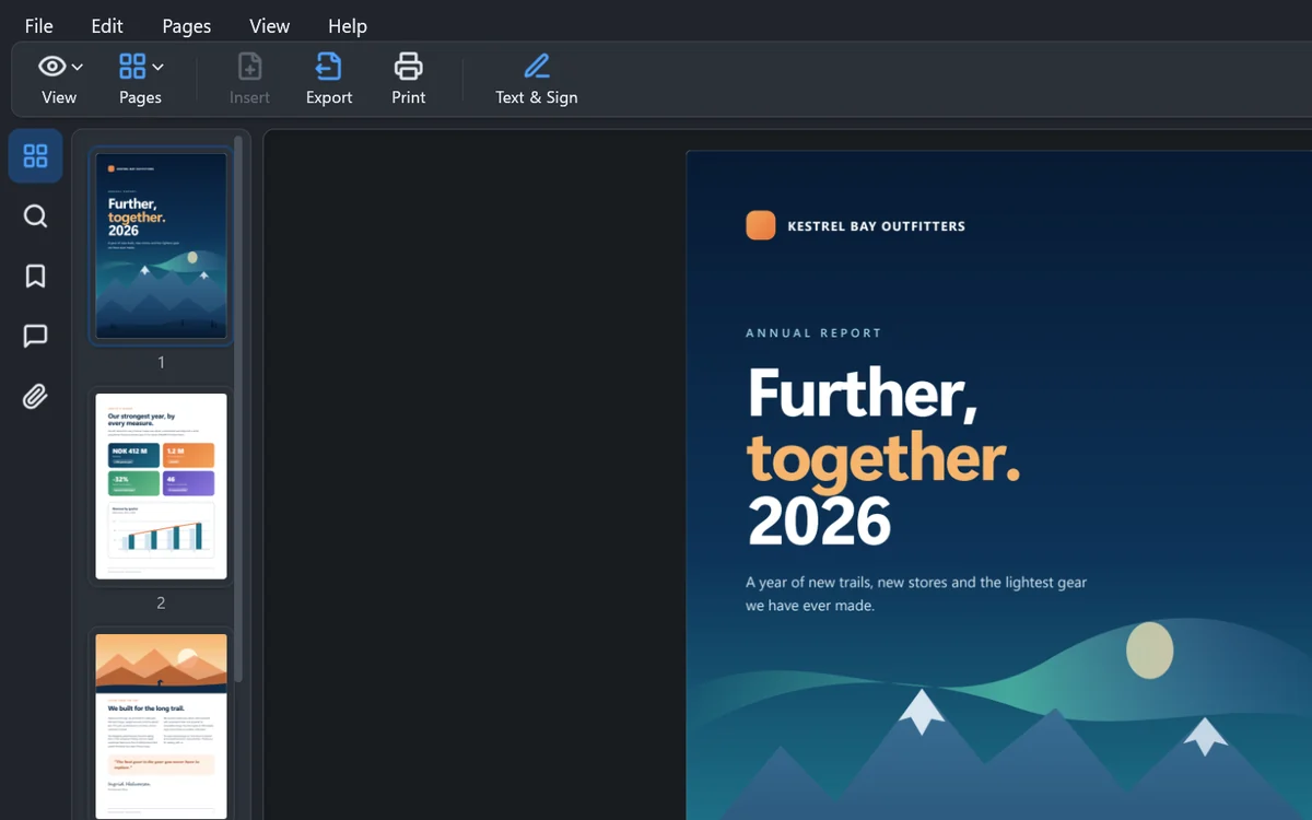 SentiriPDF in dark mode